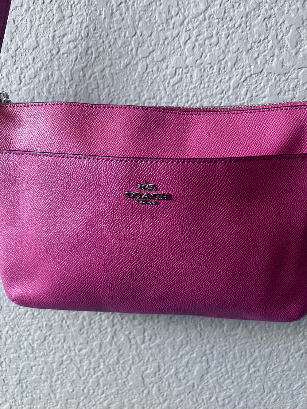 Coach F57788 Bright Fuschia/Saddle CRSGN LTH EW POP Crossbody w/matching wallet - Picture 13 of 16